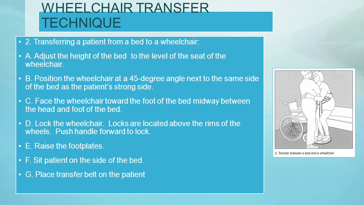 Moving a patient from bed to a wheelchair
